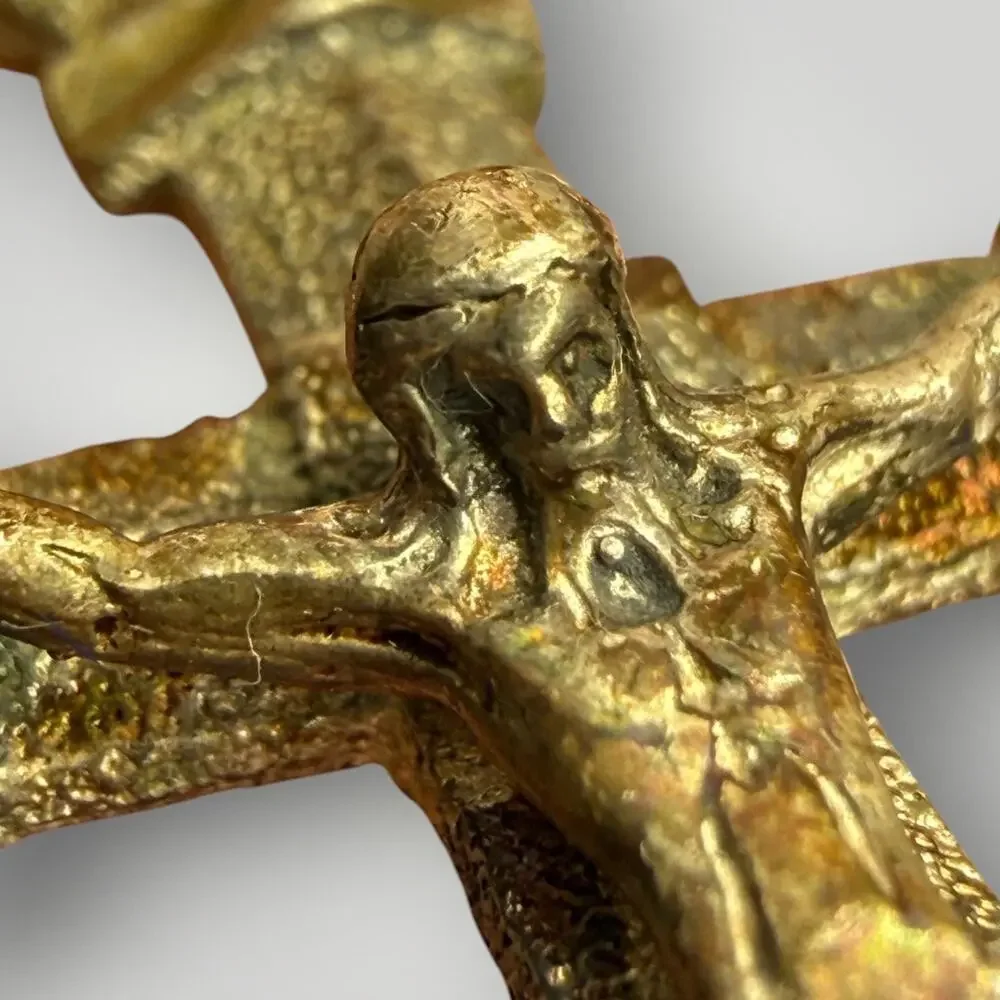 Vintage 925 Sterling Silver Crucifix Cross Pendant Fleur De Lis
